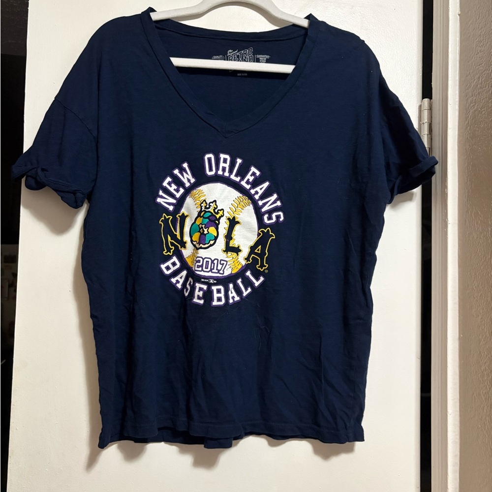 Original Retro Brand Navy New Orleans Baseball Tee